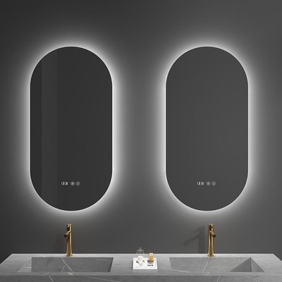 智能浴室鏡掛墻式衛生間鏡帶燈led梳妝鏡家用洗手臺防霧廁所鏡子-雙喜生活館