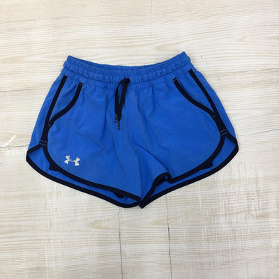 【愛莎＆嵐】Under Armour 女 藍色抽繩運動短褲(內有緊身褲） / XS 11304 09