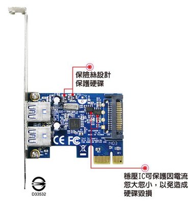 [羊咩咩3C]伽利略 PCI-E USB 3.0 2 Port 後置2個USB 3.0擴充卡(PTU302A)
