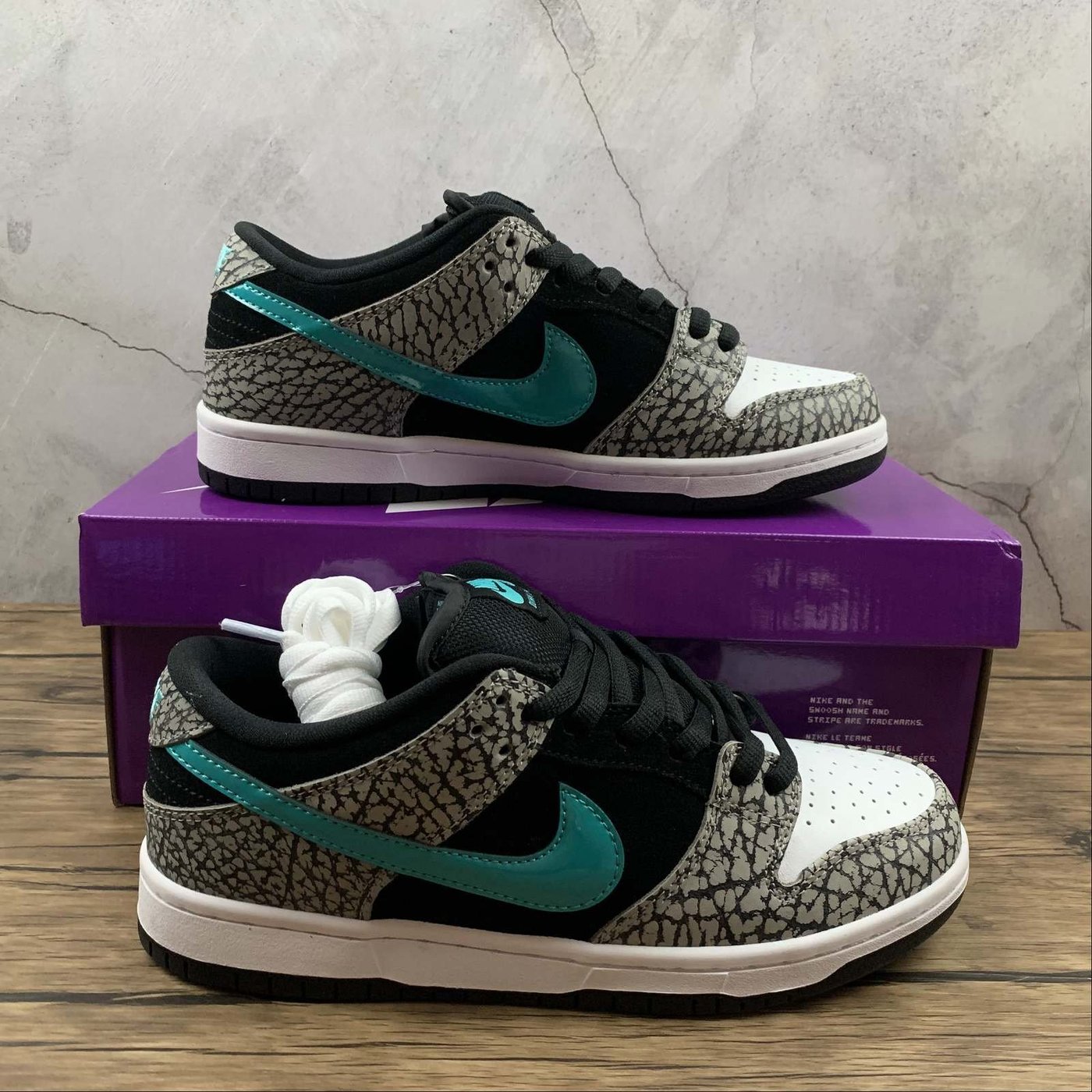 致敬經典。NIKE SB DUNK LOW PRO ATMOS ELEPHANT 爆裂紋 灰白黑 BQ6817-009