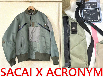 BLACK近全新SACAI x ACRONYM解構再結構GORE-TEX等級防水風衣MA-1軍裝夾克