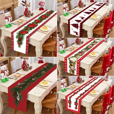 聖誕桌旗假日廚房餐桌裝飾室內室外家居派對裝飾聖誕裝飾品 2024-星紀