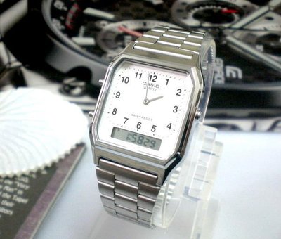 CASIO專賣店 卡西歐手錶公司貨 復古 長方型 雙顯錶 《經緯度鐘錶》【超低價790】AQ-230A-7B