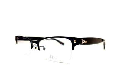 黑伯爵眼鏡精品》Dior 簡約典雅 TITANIUM 輕量 黑色鈦金屬 半框式 耀眼金字Dior 光學鏡架 CD7737