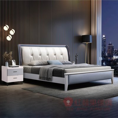 [紅蘋果傢俱] 簡約系列 MX-A803 床架 實木床架 雙人床架 雙人加大 環保水性漆 布床 科技布