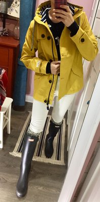 Miolla 英國品牌 Joules 黃色藍白條紋內裏襟片款防水防風透氣風衣外套