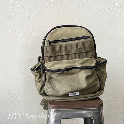 [HYC] AES 潮牌 工裝 後背包 大容量 拉鏈 多口袋 機能 包包 軍綠色