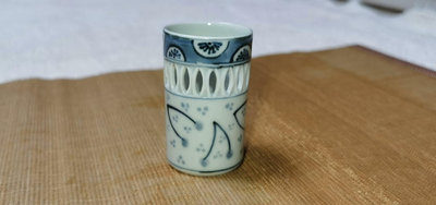 【二手】日本回流瓷器，手繪墨繪，鏤空蓋置，牙簽桶，茶巾桶 回流 老貨 古董 【天地通】-1704