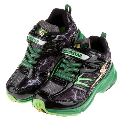 童鞋/Moonstar日本競速綠黑色兒童機能運動鞋(17~24公分)I7E856D
