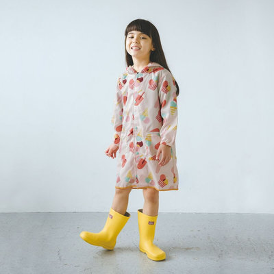 日本Wpc. 冰淇淋派對M 空氣感兒童雨衣/超輕量防水風衣 附收納袋(100-120cm)