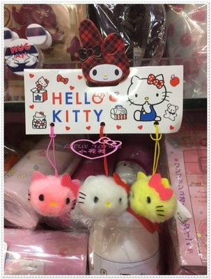 ♥小花凱蒂日本精品♥ Hello Kitty 寵物髮飾 手機吊飾 造型裝飾球球 大臉玩具 逗貓玩具 45801402