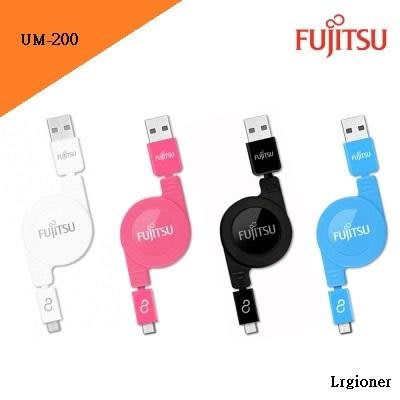 新莊民安《可加Type-C頭 四色》FujiTSU 富士通 UM-200 MICRO USB 捲線式 傳輸線 充電線