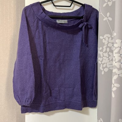 日本專櫃品牌Lowrys Farm 薰衣草深紫色氣質輕暖毛衣圓領 F Size