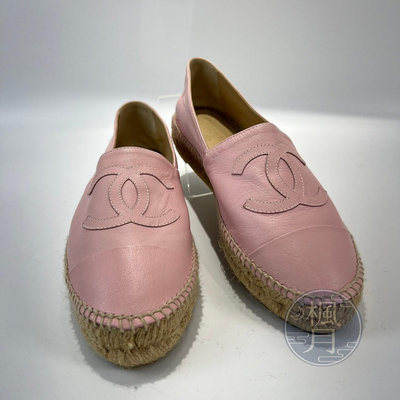 CHANEL 香奈兒 G29762 粉色 經典雙C LOGO 鉛筆鞋 #39 女鞋 平底鞋 鞋子 精品鞋