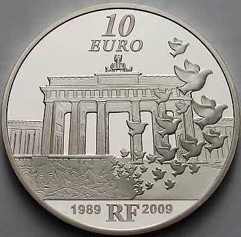 法國2009年 推倒柏林墻20周年精制紀念銀幣（獲獎幣）錢幣 收藏幣 紀念幣-11308【國際藏館】
