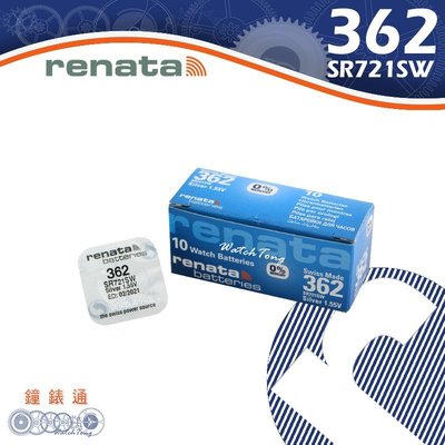 【鐘錶通】RENATA - 362 (SR721SW)1.55V/單顆 / Swatch專用電池 鈕扣電池/手錶電池┤