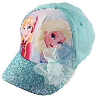 *啵比小舖*代購美國迪士尼 冰雪奇緣Frozen Elsa and Anna棉棒球帽與閃光Pom-藍色-4-7歲
