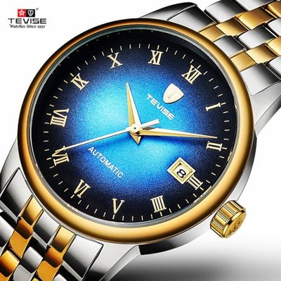 【潮裡潮氣】TEVISE特威斯男表全自動機械表精鋼手錶男士防水日曆手錶T80單曆