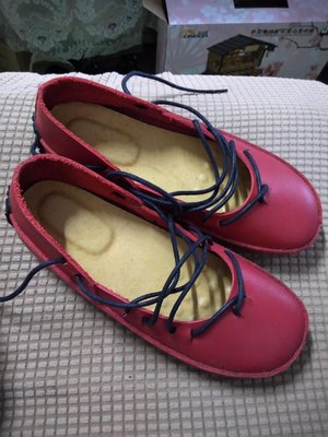台灣製MIT真牛皮手工縫線防滑娃娃鞋37/23.5