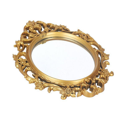 歐式古典橢圓形裝飾鏡衛生間異形復古鏡客廳玄關鏡掛墻式浴室鏡