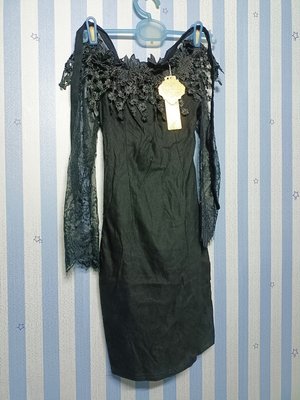 衣櫃庫存便宜出清~韓版彈性立體繡花網袖洋裝