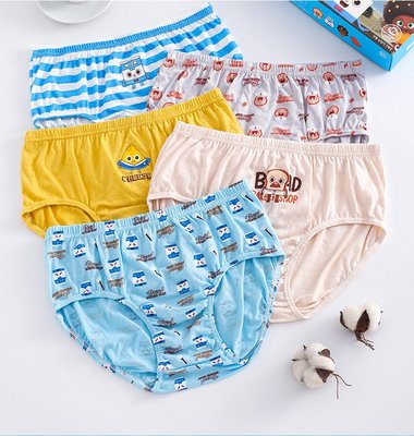 【爆米花】BabyPark 韓國純棉兒童內褲(五件組)-牛奶麵包 三角褲 內衣 男孩內褲
