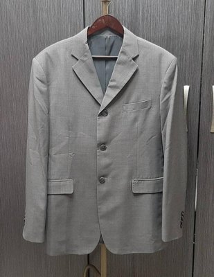 （日本製）正品ELLE HOMME 男灰色45%混羊毛西裝外套XL