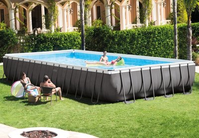 INTEX26374超大型方形管架水池兒童成人支架游泳池家用別墅游泳池