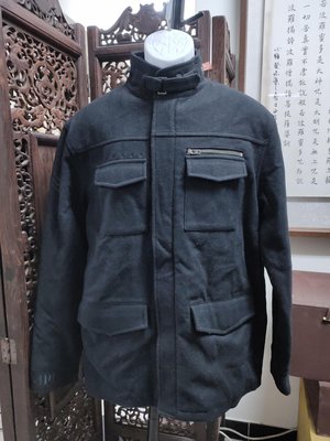 (二手衣物)TAKI羊毛混紡立領軍風外套(日版L)(B808)