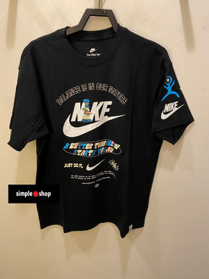 【Simple Shop】NIKE NSW 運動短袖 塗鴉 卡通 厚磅 短T 標語短袖 黑色 男款 DZ2851-010