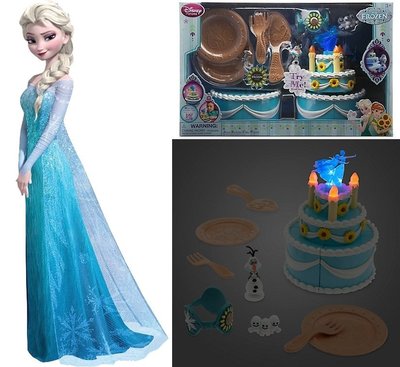 迪士尼FROZEN ELSA冰雪奇緣愛莎艾莎 會唱歌的聲光蛋糕 寶寶女孩的扮家家酒玩具