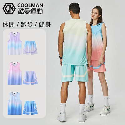 吸汗 排汗 冰爽COOLMAN酷曼 籃球服套裝 男女同款 健身背心 男 無袖上衣 吸濕排汗 訓練衣 背心 寬鬆大碼運動套裝 排汗t 寬鬆