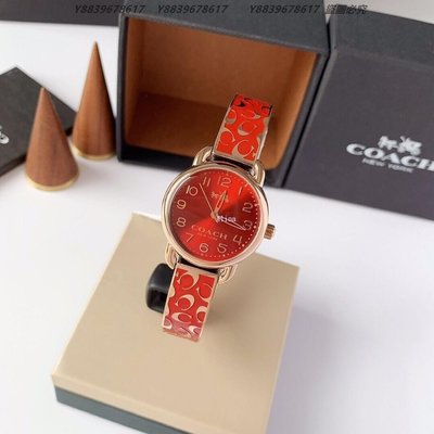 美國代購COACH 寇馳 經典品牌LOGO 紅色手鐲手錶 原裝正品