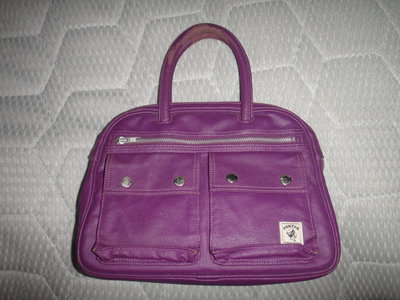 ~保證真品 PORTER 亮面帆布紫色款肩背包 置物中方包 手提包~便宜起標無底價標多少賣多少