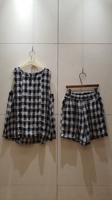 正韓korea韓國空運cloth &amp; cook黑白色格紋亞麻短褲 現貨 小齊韓衣