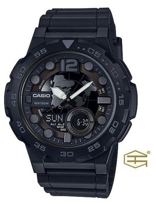【天龜 】CASIO 十年電力 世界時間 運動雙顯錶 AEQ-100W-1B