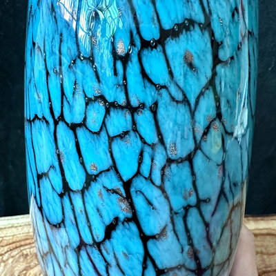 藍色花瓶 浪漫藍色系玻璃花瓶 K金點花瓶 客廳玄關擺件 1356