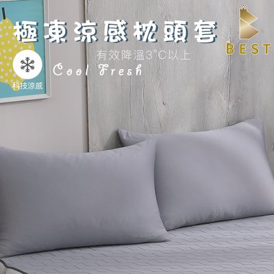 【BEST寢飾】極凍涼感枕頭套1入 兩色任選 台灣製造 枕套 有效降溫 現貨 多件優惠