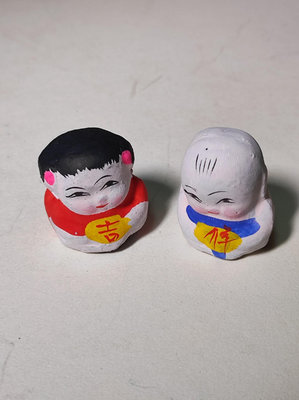 二手 日本回流 陶土娃娃置物擺件 年代老物 尺寸品相如圖 文玩 古玩 擺件【金善緣】327