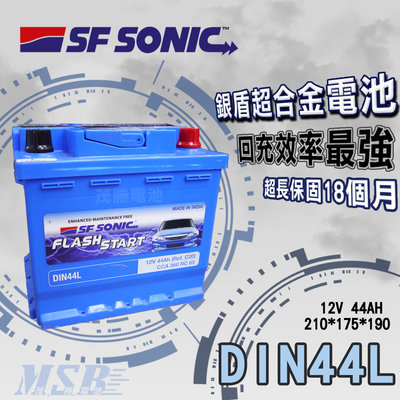 【茂勝電池】SF SONIC DIN44L 歐規電池 藍霸 銀合金 免加水電池 AUDI A6 Prius 豐田 適用