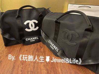 品牌VIP經典贈品MAKE UP系列💯 Chanel 超美 基本款皮質LOGO 加厚尼龍防潑水材質 黑白配色 旅行袋 斜背包 行李袋