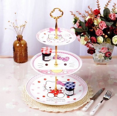 Hello Kitty陶瓷三層水果盤蛋糕架蛋糕盤下午茶點心時尚創意生日