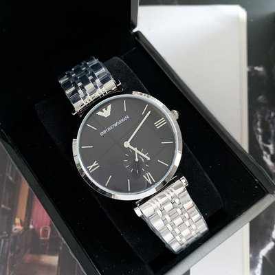 Connie代購#Armani鋼帶男士手錶表徑40mm簡約時尚休閒黑色防水石英男士腕錶 AR1676