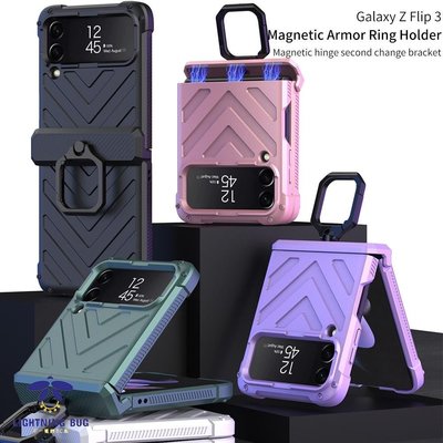 現貨熱銷-Z Flip 3 5G 手機殼, 用於三星 Galaxy Z Flip3 磁性吸引力折疊裝甲防震帶環架