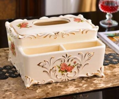 16012c 日本進口 好品質 陶瓷 玫瑰花朵小花 歐式歐風遙控器收納盒面紙盒紙巾盒衛生紙盒送禮物禮品