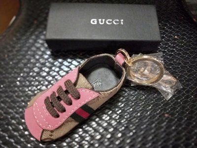 全新 Gucci 雙G緹花布球鞋鑰匙圈 / 粉紅色