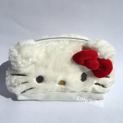 [Kitty 旅遊趣] Hello Kitty 絨毛化妝包 凱蒂貓 萬用包 收納包 禮物