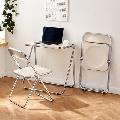 現貨熱銷-透明折疊椅亞克力塑料水晶餐椅時拍照椅子化妝透明椅子