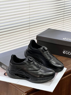 ECCO健步男鞋牛皮男士固定跑鞋golf運動休閒鞋男鞋 38-44