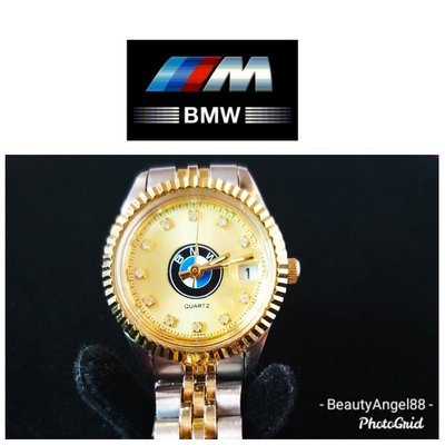 美國BMW 寶馬 手錶 女用腕錶 淡金面Oyster 蠔式 金銀色 不鏽鋼帶 原價3萬(授權真品)似勞力士款 有香奈兒